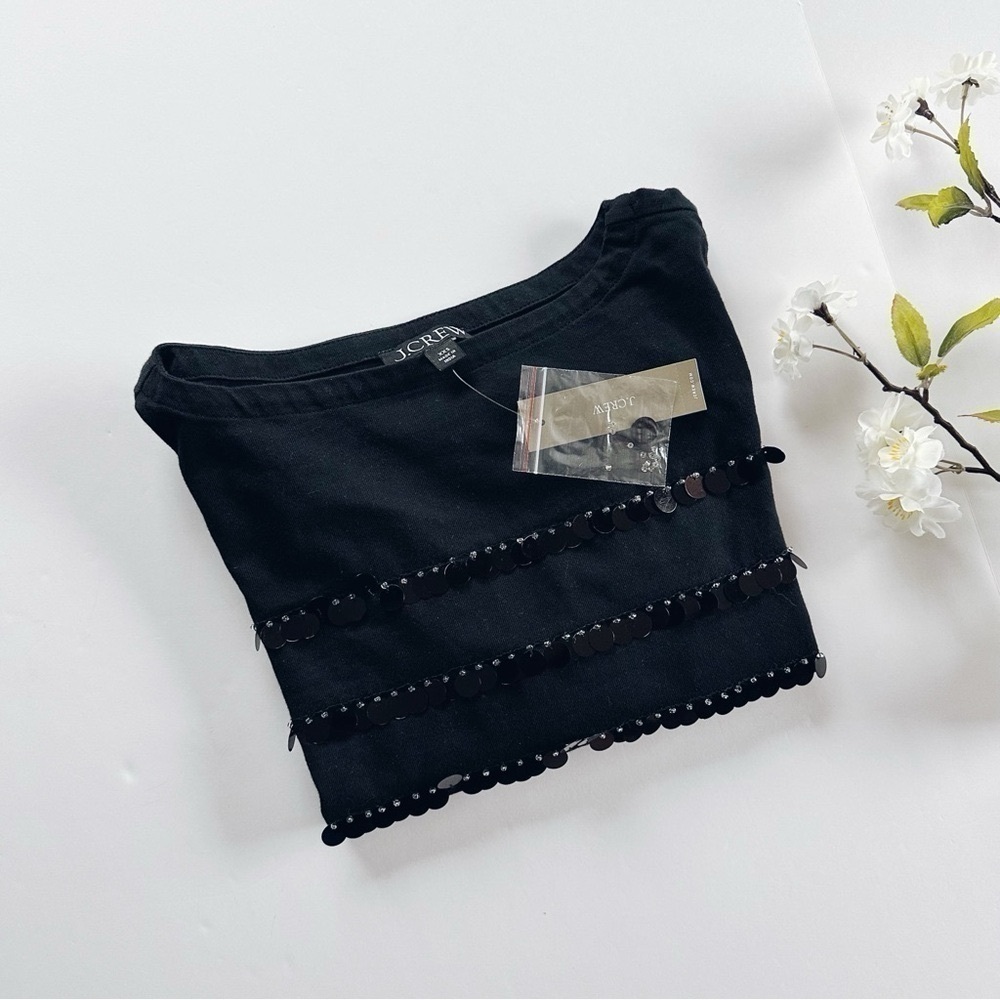 NEW J.Crew Heavy Jersey Long-Sleeve T-shirt With Paillette Embellishment - Picture 5 of 9